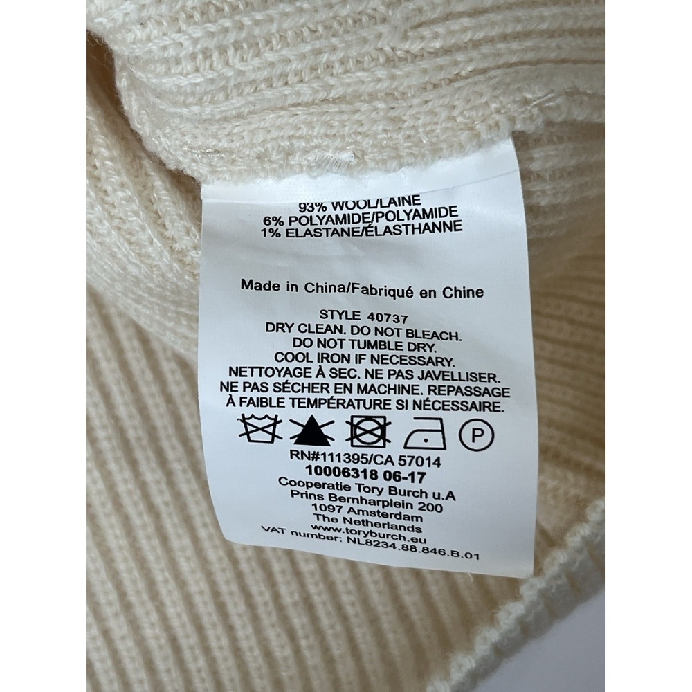 Tory Burch Ashley Ruffled Bell Sleeves Pullover Knit Sweater Wool Ivory Small - Picture 5 of 10